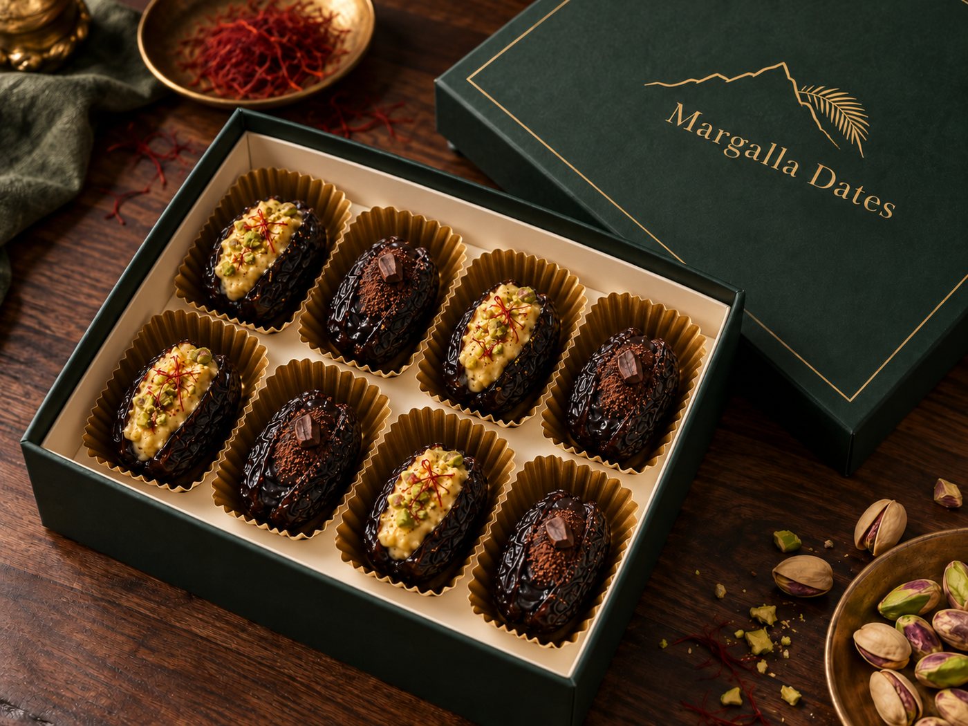 The Stuffed Box: dates filled with saffron cream and chocolate